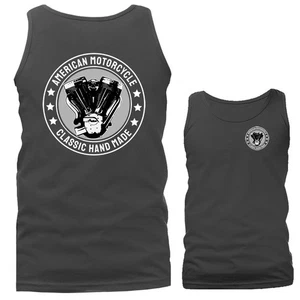 Camiseta sin mangas vintage clásica hecha a mano para motociclistas American Motorcycle - Imagen 1 de 9