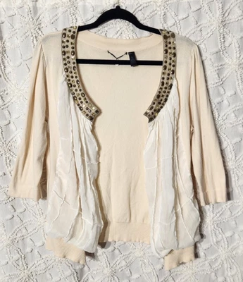 Женский кардиган BKE Boutique с открытой передней частью размер L кремовый богемное 00s Officecore Whimsi - Изображение 1 из 4