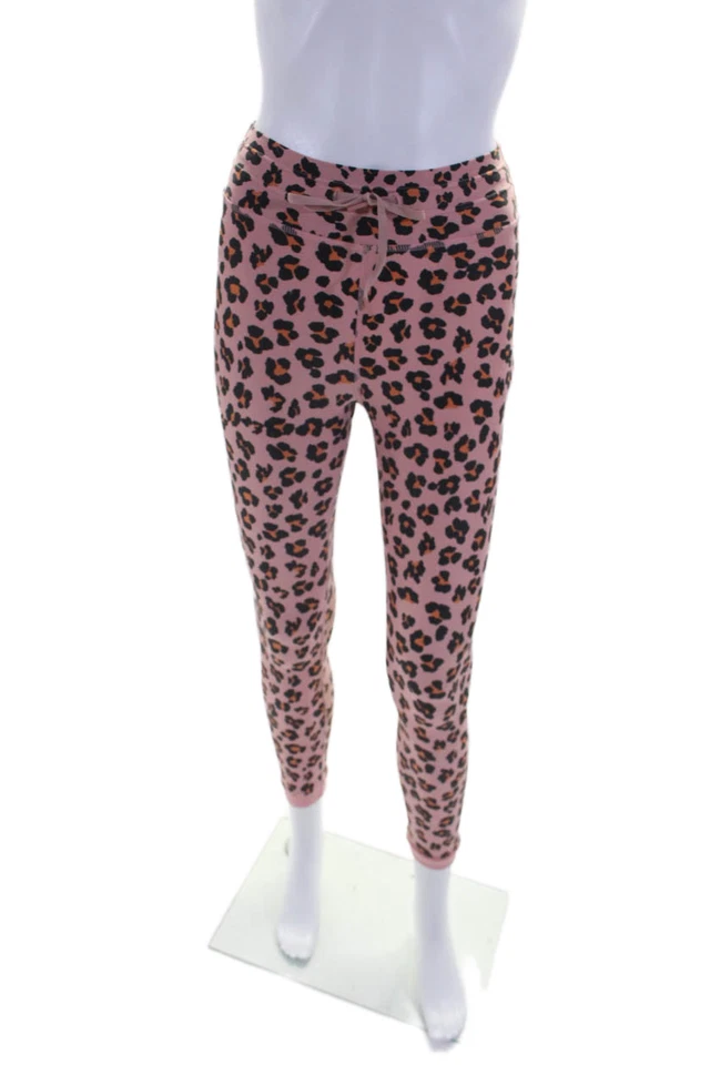 The Upside Womens High Rise Leopard Print Drawstring Leggings Pink Size 4 - Image 1 of 4