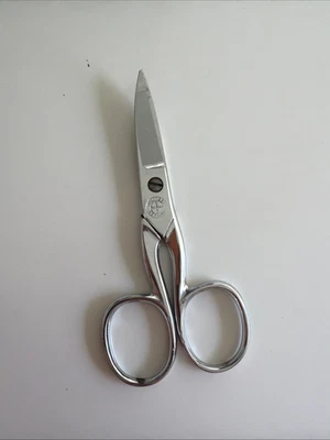 Vintage Dorko Solingen Scissors Germany Chrome 4" Curved Sewing Silver Metal - Image 1 of 4
