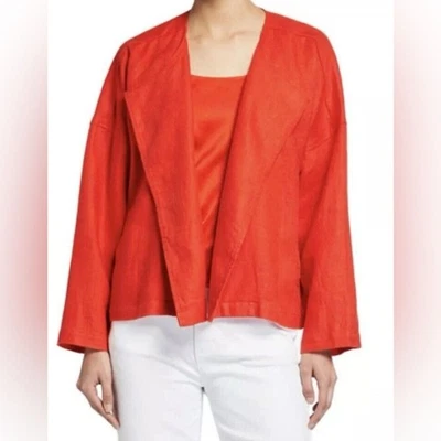 EILEEN FISHER Organic Linen Drape Front Jacket - Image 1 of 4