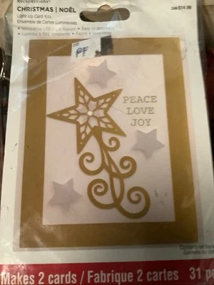 RECOLLECTIONS Christmas LIGHT UP CARD Kit Makes 2 Cards - Star: Peace Love Joy - Image 1 of 4