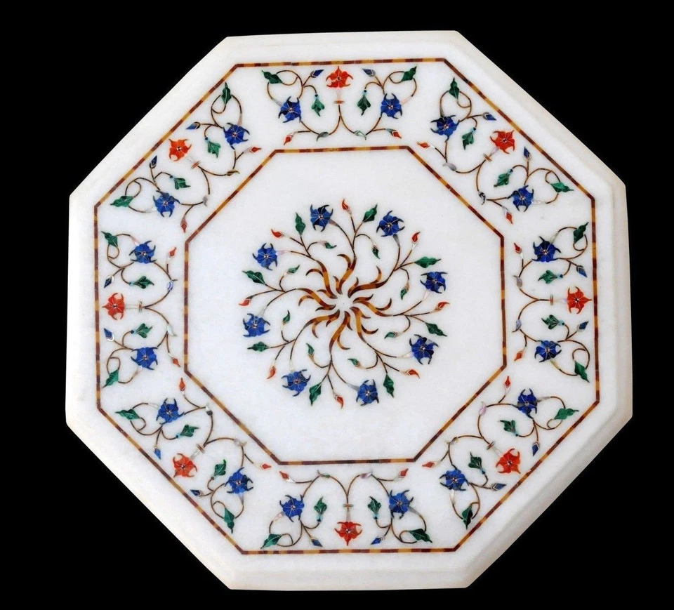 18" Marble Center Top Coffee Table Lapis Mosaic Marquetry Inlay Home Decor - Image 1 of 1