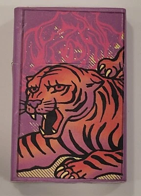 Arte tatuaje vintage VERDE llama recargable butano antorcha encendedor TIGRE PÚRPURA  Foto 1 de 4