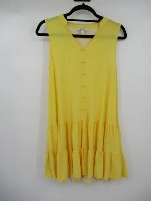 Vestido Nine West Para Mujer M Amarillo Lunares Sin Mangas En Niveles Preppy Informal Rayón Foto 1 de 4