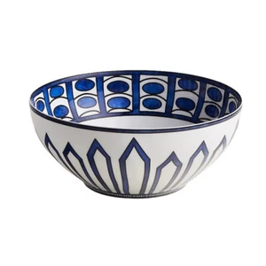 HERMES Bleus d'Ailleurs Salad Bowl GM Plate Blue Tableware Dish Auth New 25 cm - Picture 1 of 11