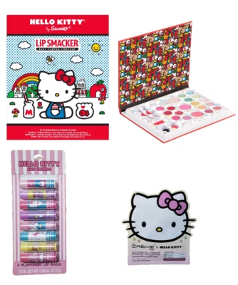 HELLO KITTY Maquillaje BELLEZA PAQUETE GRANDE CONJUNTO BÁLSAMO LABIAL MÁSCARA BRILLO LABIAL SOMBRA DE OJOS NUEVO Foto 1 de 4