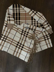 The Royal Standard 44601 Reversible Plaid Sweater W/ Fringe Camel/Red  NWT - Picture 1 of 6