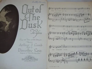 OUT OF THE DUSK TO YOU Piano Sheet Music with Violin Cello Obligato Vintage 1922 - Picture 1 of 1