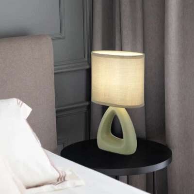 Lampada Da Tavolo In Ceramica Verde Per Sala Da Pranzo Con Tessuto 1 Fiamma - Immagine 1 di 4