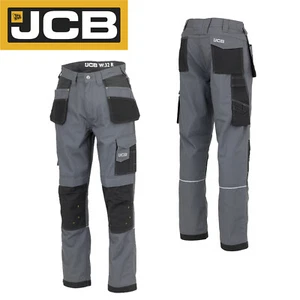 £10 off JCB Workwear Trade Plus Rip Stop Multi Pocket Trousers Grey/Black D+IO - Picture 1 of 5