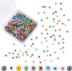 500Pcs 10 Colors Evil Eye Beads 4Mm Handmade Lampwork Beads Glass Beads Evil Eye - Picture 1 of 8