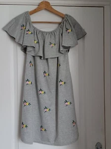NEW LOOK Womens Grey Floral Off The Shoulder Tunic Top Size 12 - Picture 1 of 6