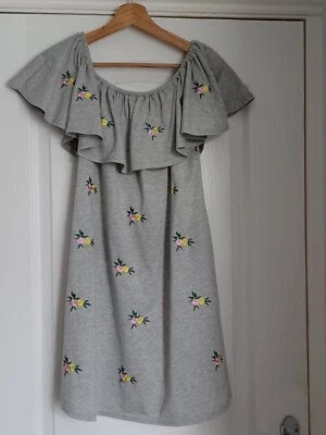 NEW LOOK Womens Grey Floral Off The Shoulder Tunic Top Size 12 - Image 1 of 4
