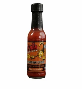 906123 1 x 150ML BOTTLE CHILLI FACTORY SCORPION STRIKE STUPIDLY HOT BBQ SAUCE - Picture 1 of 1