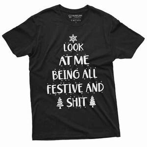 Men's Funny Festive and sh@t T-shirt Christmas mood funny gift humorous tee - Picture 1 of 8