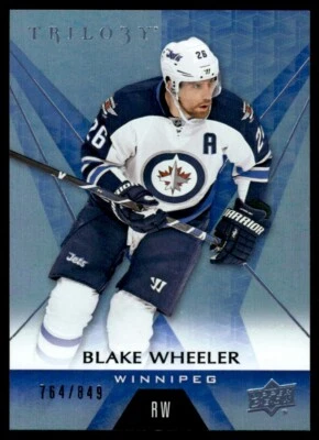 2016-17 Upper Deck Trilogy Blue Base Rainbow Foil Blake Wheeler 764/849 Winnipeg - Image 1 of 2