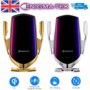Enigma-Tek Automatic Wireless Fast Car Charger Mount Clamping Phone Holder UK - Picture 1 of 14