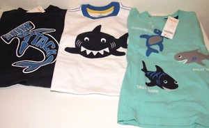 3 Gymboree Boys Sz 5 Shark T-Shirt Lot Short Sleeve Blue Hammerhead Set NEW Tee - Picture 1 of 1