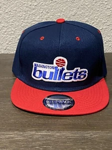 CLASSIC Washington Bullets NBA Throwback Logo Snapback Cap Hat Navy Blue Red NEW - Picture 1 of 3