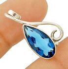 4CT Natural Blue Spphire 925 Sterling Silver Pendant Jewelry NW12-3