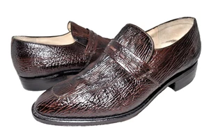 Mocasines D’Marco Piel de Tiburón Antiguos Marrón Medianoche Zapatos en Relieve Para Hombres EE. UU. 9.5N - Imagen 1 de 11