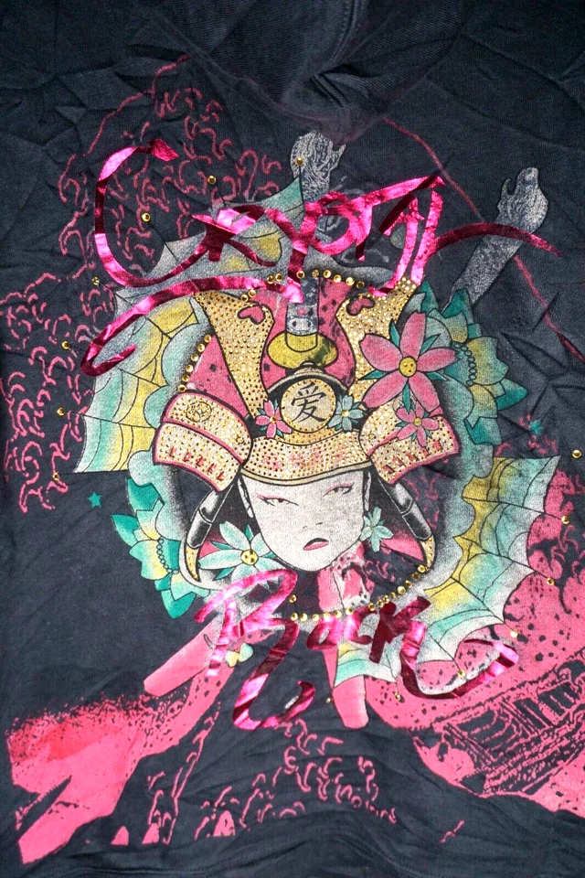 Sudadera con capucha vintage Christian Audigier para mujer grande gris rosa japonés Y2K grunge Foto 1 de 4