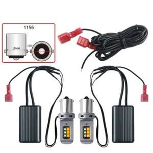 2x Error-Free Switchback LED White Amber Turn Signal/DRL Light Bulbs 1156 BA15S - Foto 1 di 12
