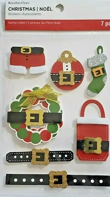 Recuerdos Navidad CINTURÓN DE SANTA PEGATINAS DIMENSIONALES, 7 piezas Foto 1 de 3