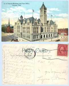US Federal Building Post Office Omaha Nebraska 1922 Postcard Architecture - Picture 1 of 1