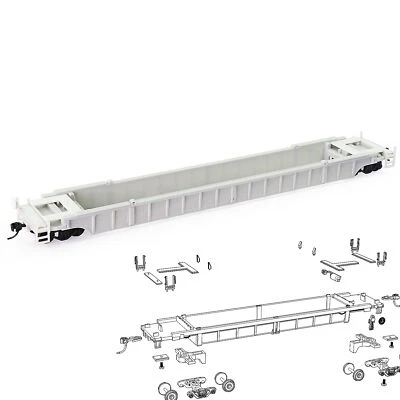 Evemodel 1pc HO Scale 1:87 Blank Unassembled White 53' Well Car Model Wagon - Image 1 of 4