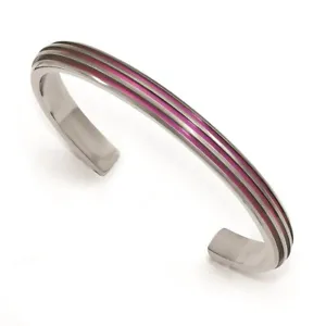 Edward Mirell Titanium Triple Groove Pink Anodized Cuff Bracelet - Picture 1 of 3