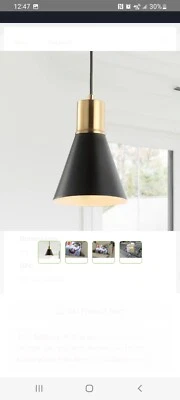 JONATHAN Y Apollo 6 in Black/Brass Gold Metal LED Pendant JYL6131A  - Image 1 of 4