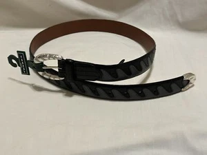 TUNDRA Negro Azul Cuero Italiano Cinturón de Vestir Para Hombre Talla 36 NUEVO CON ETIQUETAS - Imagen 1 de 4