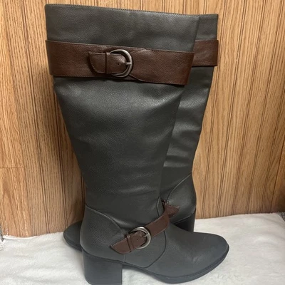 "Bota de montar alta NATURAL SOUL de Naturalizer gris/marrón 9,5 hasta la rodilla 17"""  Foto 1 de 4