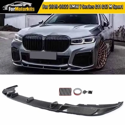 For 2019-22 BMW 7 Series G11 G12 M Sport Front Lip Splitter R Style Carbon Look — 第 1/4 张图片