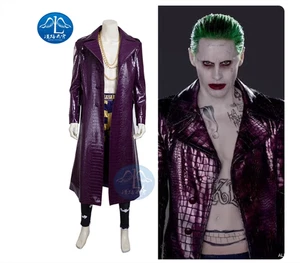 Movie Suicide Squad The Joker Jared Leto Costume Purple Trench Coat Suit Cosplay - Bild 1 von 13