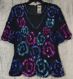 Leslie Fay Formal Sequin Tunic Size 10 Wedding Cocktail Evening Attire VTG - Picture 1 of 7