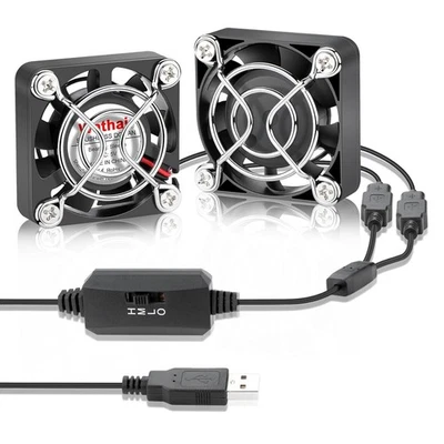 2 Pack Wathai 40mm x 10mm Mini USB Fan with Speed Control 5V for PC and Devices - Image 1 of 4