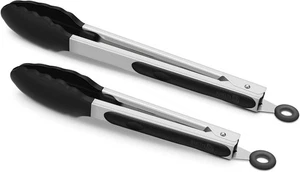 2er-Pack schwarze Küchenzange, Silikon BPA-frei Antihaft BBQ Grillen, 9" & 12" - Bild 1 von 9