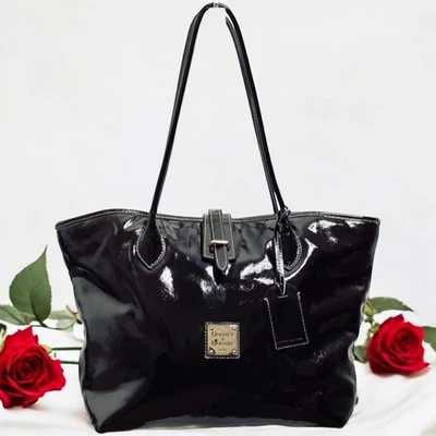 Dooney & Bourke Black Patent Leather Tote A BEAUTY! - Image 1 of 4