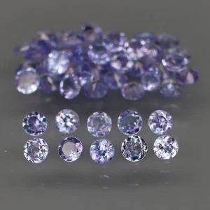 Round 2.5 mm.Ravishing Color&Full Fire! Purplish Blue Tanzanite 50Pcs/3.38Ct. - Picture 1 of 6