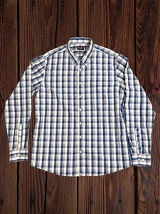 UNTUCKit 100% cotton checkered plaid button Up shirt size XL Blue White - Picture 1 of 9