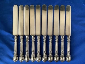 Set 10 Antique Sterling Gorham Chantilly 9-5/8” Dinner Knife Blunt Plated Blade - Picture 1 of 12