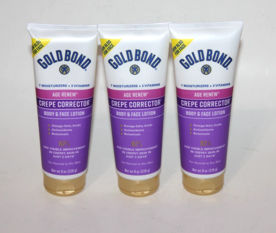 LOTE (3) GOLD BOND CREPE CORRECTOR EDAD RENOVAR CARA Y CUERPO LOCIÓN HIDRATANTE 8OZ Foto 1 de 1