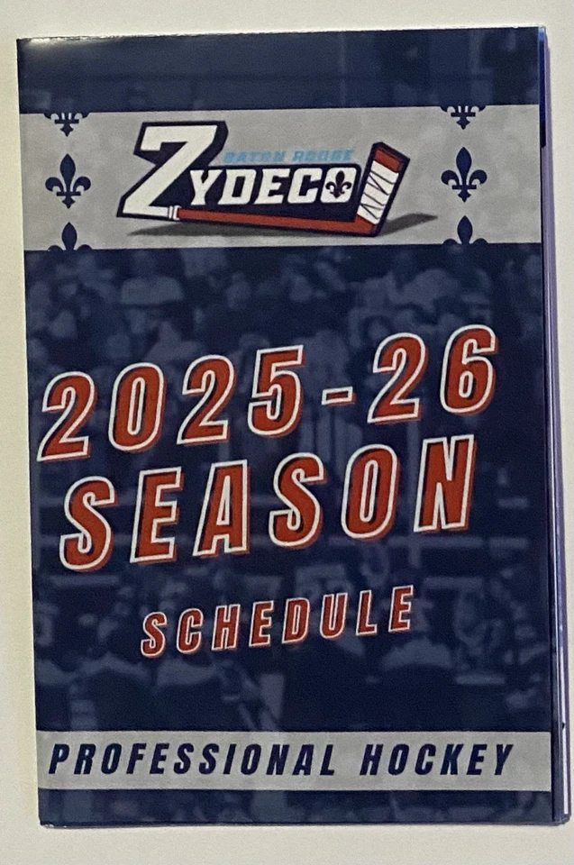 Horario Baton Rouge Zydeco 2025-2026 🏒 Patinaje de hockey menor ¡¡GENIAL!!️ Foto 1 de 1
