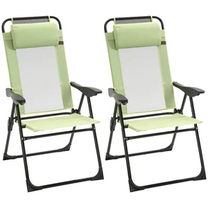 Set of 2 Portable Folding Recliner Outdoor Patio Adjustable Backrest, Green - Picture 1 of 11