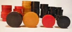 48 Vintage Backgammon Poker Chips Butterscotch Black Red Bakelite 960 Grams - Picture 1 of 4