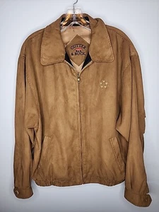 Cutter & Buck Microsuede Roosevelt Leather Jacket Men's Size Large Brown - Picture 1 of 22