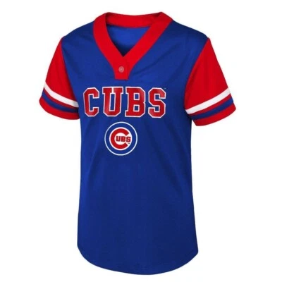 Camiseta deportiva azul del equipo Henley de los Chicago Cubs MLB para niñas nueva con etiquetas Foto 1 de 4